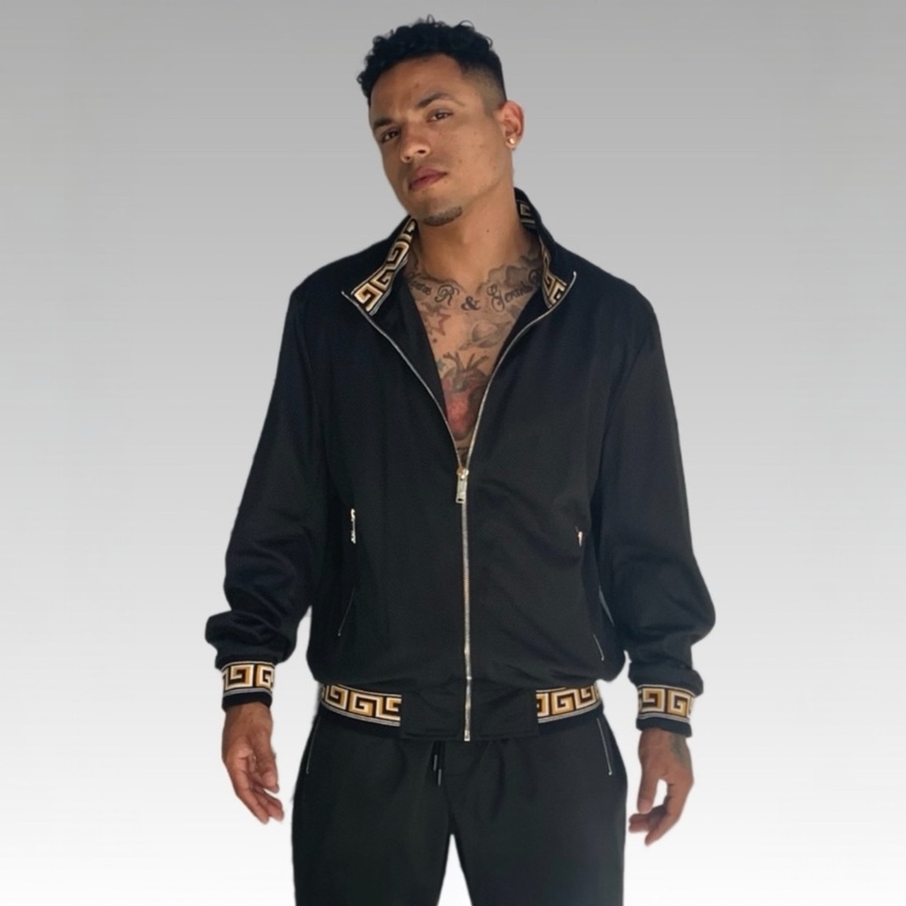 Men's Casual Black | Gold Mesh Tracksuit NWT